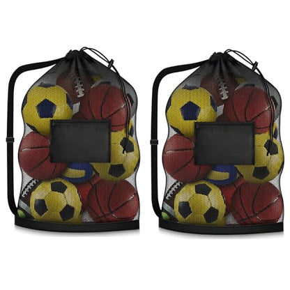 Extra Large Soccer Ball Bag，40x30 Inch Extra Large Mesh Equipment Sack for Coaches, Storage Bag for Basketball, Volleyball, Gym Equipment, Swimming Gear - color: Black+Black (With Pocket)
