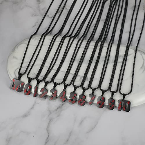 AIAINAGI Baseball Number Necklace - Stainless Steel Chain Pendant for Men Athletes 00-99 Jersey Number Gift