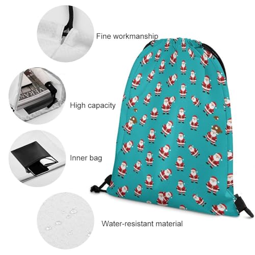 Swimming Drawstring Sack Waterproof Gym Backpack for Beach Sports Yoga Gear, Lightweight Unisex, Christmas New Year Santa Claus Bags - color: Picture (343)