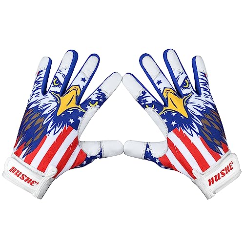 Hushe' American Flag Batting Gloves & Softball Gloves USA Flag Baseball Batting Gloves Youth Kids Baseball Batting Glove for Youth Men Adult & Unisex. - color: White Eagle, size: Adult Medium