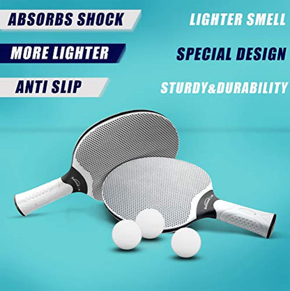 Senston Table Tennis Rackets Set, Professional Table Tennis Racket with 3 Balls, Composite Rubber Ping Pong Paddle Set - color: Gray