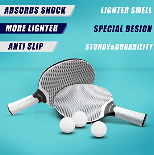 Senston Table Tennis Rackets Set, Professional Table Tennis Racket with 3 Balls, Composite Rubber Ping Pong Paddle Set - color: Gray