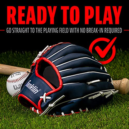 Franklin Sports Field Master Baseball + Softball Glove - Field Master Adult + Youth Baseball + Softball Mitt - Men's + Women's Gloves - Right Hand Throw