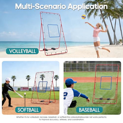 OLIXIS 7x4 ft Volleyball Rebounder Net - Multi Sport Bounce Back Training Equipment with Travel Bag, 5 Adjustable Angles for Outdoor Indoor Practice, Spiking, Bumping, Volleying, Pickball