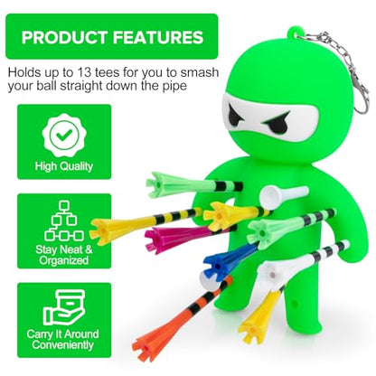 Golf Tee Holder, Ninja Portable Funny Golf Tees Holder Keychain Golf Gift Golf Accessories for Men & Women