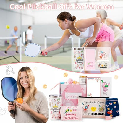 Bayelove Pickleball Gifts for Women Best Pickleball Gift for Women Funny PickleBall Stuff Including Tumbler Mug Makeup Bag Socks Notepad Athletic Towel Gift Card for Birthday Christmas Mothers Day