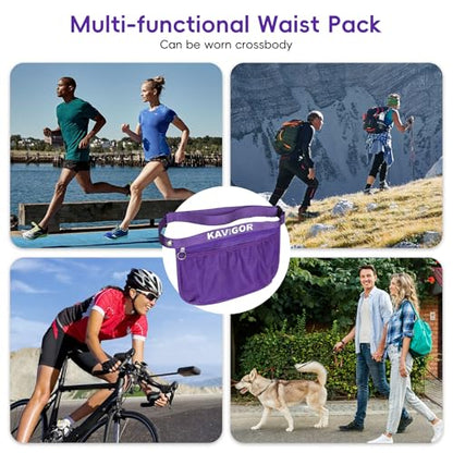 KAVIGOR Tennis & Pickleball Ball Holder Waist Pouch Holds 8-10 Balls, Multi-Functional Sports Belt Bag with Zipper Pocket and Carabiner - color: Purple