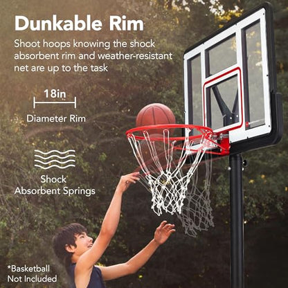 Best Choice Products 10ft Regulation Basketball Hoop, Height Adjustable Outdoor Goal w/Shock Absorbent Rim, Base Gel, 2 Wheels - style: Clear