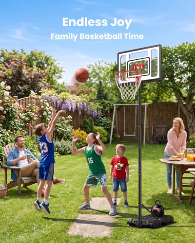 IGL Kids Basketball Hoop Outdoor Adjustable, 33 Inch Portable Basketball Goal with PC Backboard, Fillable Base & 40 lb Weight Ball for Backyard & Driveway - color: Black-Standard