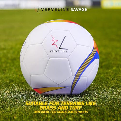 Savage TPU Soccer Ball for Youth & Adults | Size 5 Soccer Balls | Best for Clubs & Academies | Indoor & Outdoor Practice & Training Soccerball, White/Yellow/Red/Blue