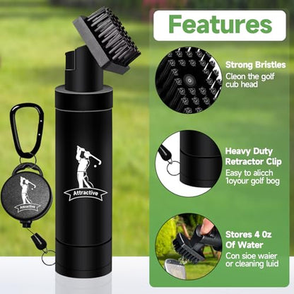 ATTRACTIVE Golf Club Cleaner Set, Includes Golf Water Brush and Waffle Pattern Golf Towel. Golf Club Brush/Golf Accessories for Men/Golf Gifts