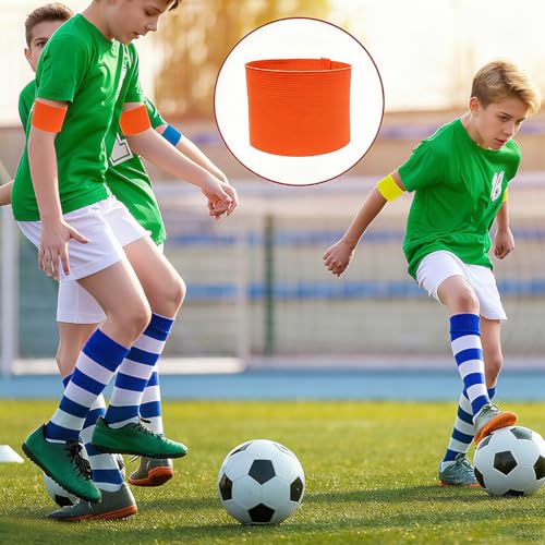 Captain's Armband Soccer Football Rugby Captain Armbands for Youth and Adult,Anti-Drop Design - Pack of 6 - color: 6 Orange /No C
