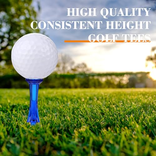 Golf Tees 3-1/4’’ 50 Count Plastic Golf Tees Reduced Friction & Side Spin Professional Unbreakable Golf Tees Durability and Stability Golf Tee - color: Blue