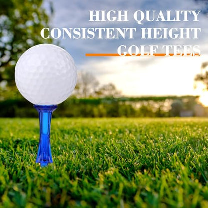 Golf Tees 3-1/4’’ 50 Count Plastic Golf Tees Reduced Friction & Side Spin Professional Unbreakable Golf Tees Durability and Stability Golf Tee - color: Blue