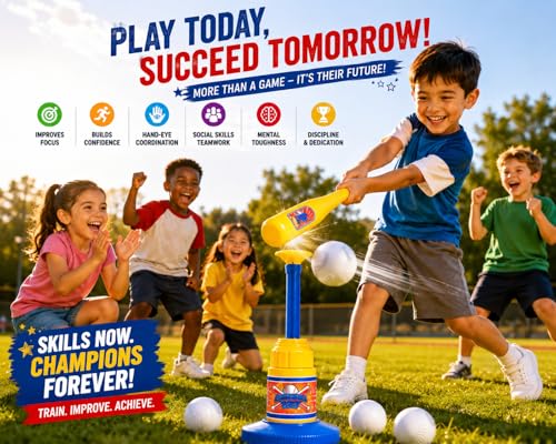 Baseball Training Tee Ball Popper Set with Bat & 3 Balls – Pop Up Hitting Trainer for Baseball Swing Practice