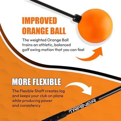Orange Whip Golf Swing Trainer Aid Patented & Made in USA for Improved Rhythm, Flexibility, Balance, Tempo, and Strength *American Made* - style: Full-Size - 47"