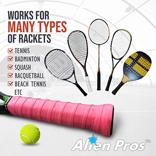 ALIEN PROS Tennis Racket Grip Tape - Precut and Dry Feel Tennis Grip - Tennis Overgrip Grip Tape Tennis Racket - Wrap Your Racquet for High Performance - color: 12-Pack Red