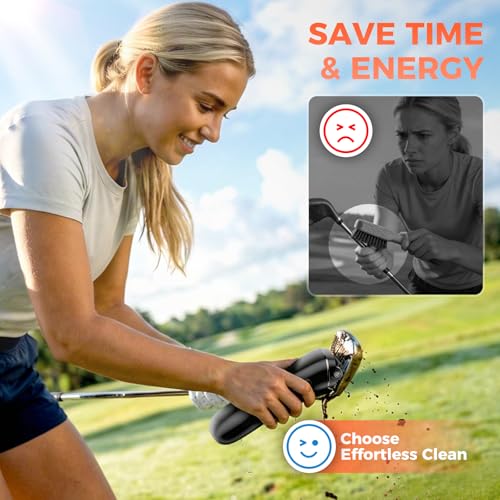 Electric Golf Club Brush Cleaner with Water - 1,030 RPM Brush for Effortless Cleaning - Holds 3.38 Oz Water - Golf Accessories Gift for Men Women, Only Black