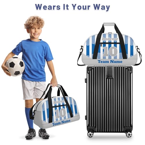 Basketball Soccer Gifts for Boys Girls - Custom Sports Duffle Bag, Personalized Name & Team Bag, Water-Resistant Gym Bag for Basketball, Soccer, Volleyball | Y-Cyan Grey - color: Y-Cyan Grey