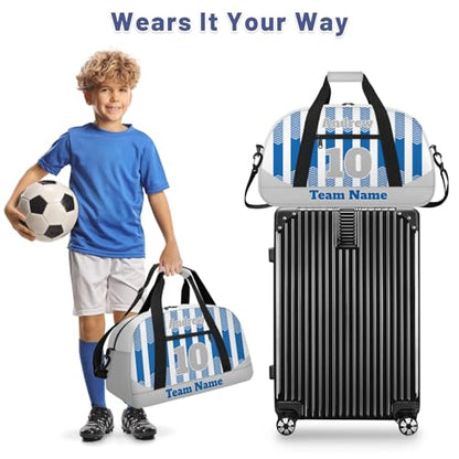 Basketball Soccer Gifts for Boys Girls - Custom Sports Duffle Bag, Personalized Name & Team Bag, Water-Resistant Gym Bag for Basketball, Soccer, Volleyball | Y-Cyan Grey - color: Y-Cyan Grey