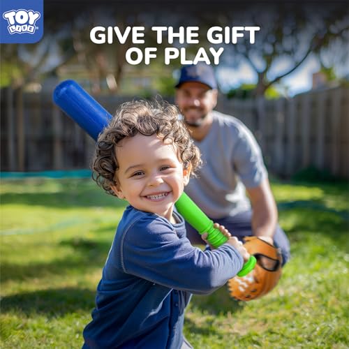 TOY Life Tball Set for Kids 3-5 & 5-8 - Toddler Baseball Tee and Bat Set with Glove & 6 Balls - Ideal Boy Toy Gift for Outdoor Play and Beginner Training - size: Glove Tee & Bat