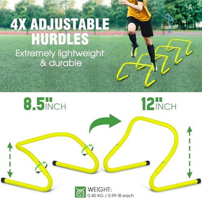 X-UMEUS Agility Ladder Speed Training Equipment Set-20ft Agility Ladder,12 Soccer Cones,4 Hurdles, Jump Rope, Running Parachute| Basketball Football Soccer Training Equipment for Kids Youth Adults - color: Optic Green