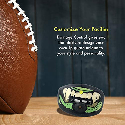 DAMAGE CONTROL Pacifier Mouthpiece – Football Mouthguard with Helmet Strap, Protects Teeth, Jaw & Mouth – Mouth Piece for Sports, No Boiling, Allows Airflow – Gear for Adults & Youth (Monster) - color: Monster
