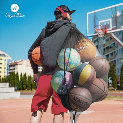 OrgaWise Heavy Duty Mesh Ball Bag,Basketball Bag for Balls,Ball Bags Mesh for Soccer/Volleyball/Football (School/Home/Park/Garage/Beach) - size: 27"x36"/70x90cm
