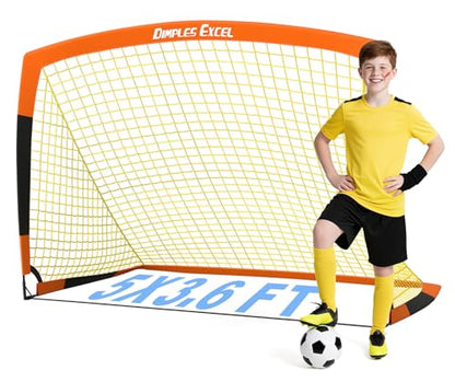 Dimples Excel Soccer Goals Kids Net for Backyard 7x5, 5x3.6, 4x3, 3x2.2 FT - style: 5‘x3.6' FT, 1 Pack