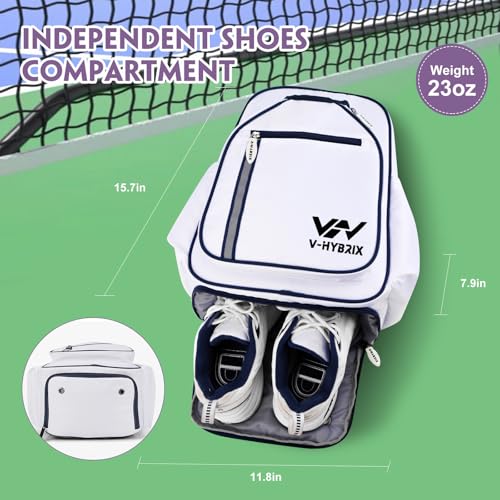 Pickleball Bags, 30L Deluxe Waterproof Pickleball Backpack with Shoe Compartment for Men Women Pickle Ball Gift Accessories for Pickball Lovers (White) - color: White