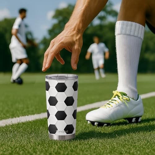 Soccer Tumbler 20oz Stainless Steel Insulated, Travel Coffee Cup, Sport Tumblers Gifts for Soccer Lovers, Men Women, Coach, Birthday, Christmas - color: Soccer