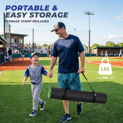 Batting Mat, 6x4/10x3.8/12x6FT Baseball Softball Hitting Mat for Batting Stance Practice, Batters Box Turf Mats with Home Plate, Non-Slip Baseball Cage Mats for Outdoor Indoor with Carry Strap