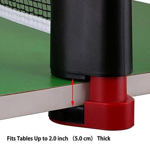 Hipiwe Retractable Table Tennis Net Replacement, Ping Pong Net and Post with PVC Storage Bag, 6 Feet(1.8M, Fits Tables Up to 2.0 inch 5.0 cm - color: Black