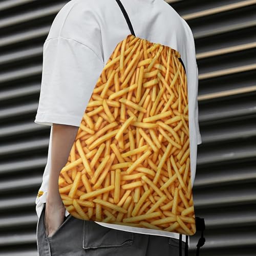 Beam Backpack Large Capacity Drawstring Sack Waterproof Sackpack for Basketball Volleyball Sports Gear Men Women, French Fries Bags - color: Picture (507)