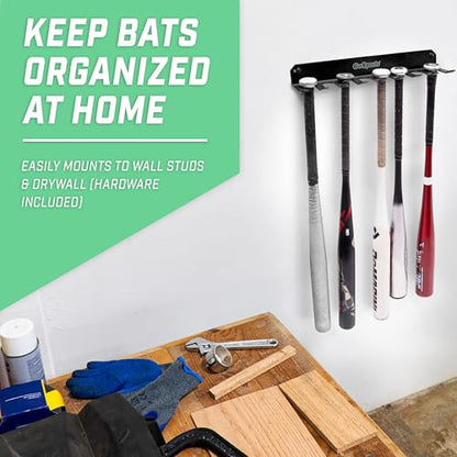 GoSports Baseball & Softball Bat Racks - Black or Red, Holds 16 Bats - Mount on Wall or Clip on Dugout Fence - color: Black