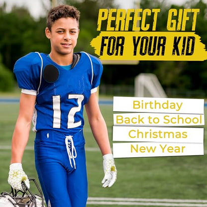 HANDLANDY Youth Football Gloves, Kids Sticky Receiver Gloves,Super Grip Football Glove Best Gift for Boys,Girls - color: Cream White and Gold, size: X-Small-Youth