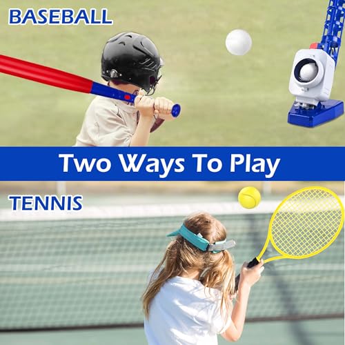 iPlay, iLearn Kids Pitching Machine Toys, 2 in 1 RC Baseball Tennis Pitcher, Auto Ball Launching Bat, Boy Outdoor Outside Sports Backyard Game, Birthday Gift 5 6 7 8 10 12 Yr Youth-Partially Assembled - style: Partially Assembled