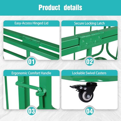 Basketball Or Volleyball Storage Ball Cart with Wheels & Lid Rolling Sports Ball Cart for Gyms Schools Clubs Indoor and Outdoor
