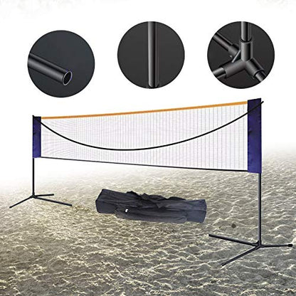 20FT Badminton Net,Portable Tennis Net,Adjustable Height Badminton Net with Stand,Volleyball Training Court Sports Tool with Carry Bag,Easy Setup for Indoor and Outdoor Play