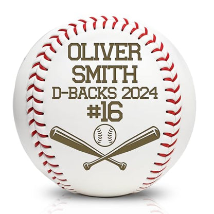 Personalized Baseball Ball with Custom Name, Engraved Ball, Personalized Baseball Gifts for Team, Coach, Player, Senior, Custom Award Trophy, Engraved Gift Thank You Coach - style: Baseball Bats