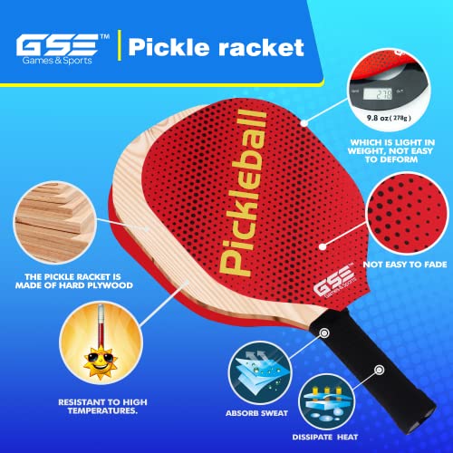 GSE Games & Sports Expert Pickleball Paddles Set with Lightweight Pickleball Rackets & Indoor/Outdoor Pickle-Balls & Mesh Carrying Bag for Family and Friends (2 Paddles/4 Balls or 4 Paddles/6 Balls) - style: 2 Paddles / 4 Balls