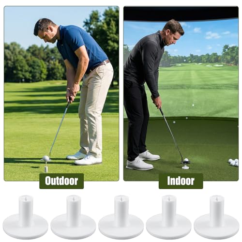 5 Pcs Rubber Golf Tees for Mats - Adjustable Height Golf Simulator Tees - Non-Slip Simulator Tee with Holder, Indoor Outdoor Practice Driving Range Compatible