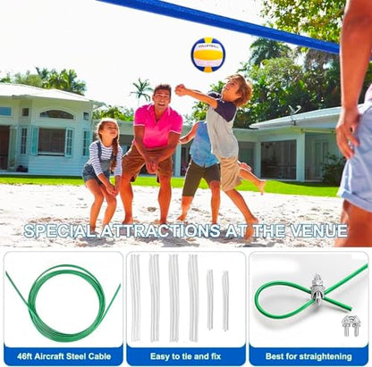 Professional Volleyball net Outdoor Heavy Duty, Lengthened Aircraft Wire Rope, Upgraded Weather Resistance, Thicker Border for Indoor Outdoor Backyard Pool Schoolyard Beach 32x3FT(Net Only)