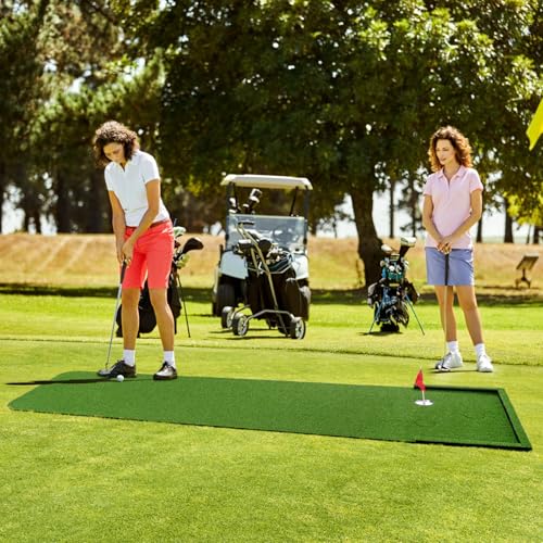 Wekin Golf Putting Green Mat Indoor,3x10ft Thickening Outdoor Portable Golf Game Set Training Turf with Side Border,Movable Cup for Home Backyard Office