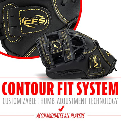 Franklin Sports Field Master Baseball + Softball Glove - Field Master Adult + Youth Baseball + Softball Mitt - Men's + Women's Gloves - Right Hand Throw - color: Black/Gold, style: 11" - I Web