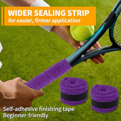 2 Pcs Tennis Racket Grip Tape, Towel Tennis Overgrip Tape, Anti-Slip Absorbent Grip, Racket Overgrip Tape,9 Colors - color: Purple