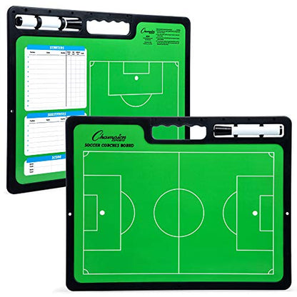 Champion Sports Large & XL Dry Erase Board For Coaching - Whiteboards for Strategizing, Techniques, Plays - 2-Sided Boards with Front Side Full Field - Backside Half Field and Lineup - color: Soccer, style: XL Coaches Board
