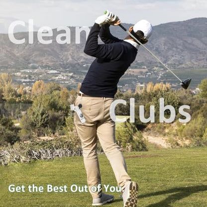 Pro Golf Club Cleaner - 4oz Water Bottle with Groove Cleaner and Retainer Clip, Durable Nylon Bristles for Easy Cleaning, Ergonomic Button Design, Golf Gifts for Men & Essential Accessories (White)