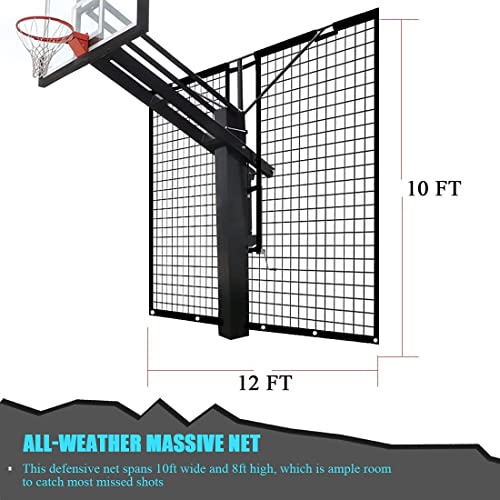 KATOP Heavy Duty Basketball Yard Guard Defensive Net System 12FT x 10FT, UV-Resistant Basketball Barrier Net - style: 6"x8"or 8"x12" pole