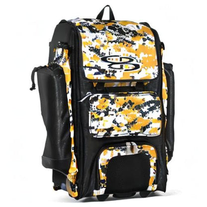 Boombah Rolling Catchers Superpack Baseball/Softball Gear Bag Digital Camo - 23-1/2" x 13-1/2" x 9-1/2" - Multiple Colors - Telescopic Handle and Holds 4 Bats - Wheeled Version - color: Black/Gold